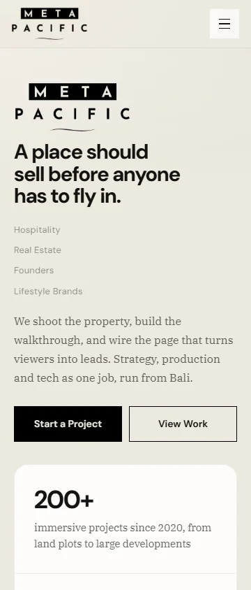 Meta Pacific responsive mobile website